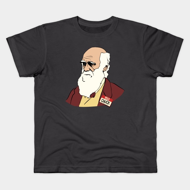 Funny Charles Darwin Evolutionary Scientist Graphic Kids T-Shirt by Huhnerdieb Apparel